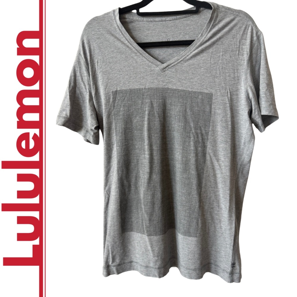 Lululemon: Grey V-Neck Tee, Size Medium.